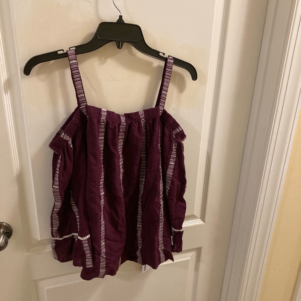 🐆3/$15 Sonoma stripped off shoulder top NWT - Picture 2 of 6